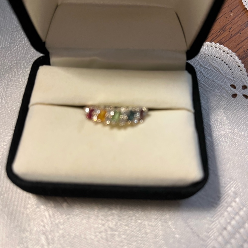 Multi Colored Stone Ring Sterling Silver - image 1
